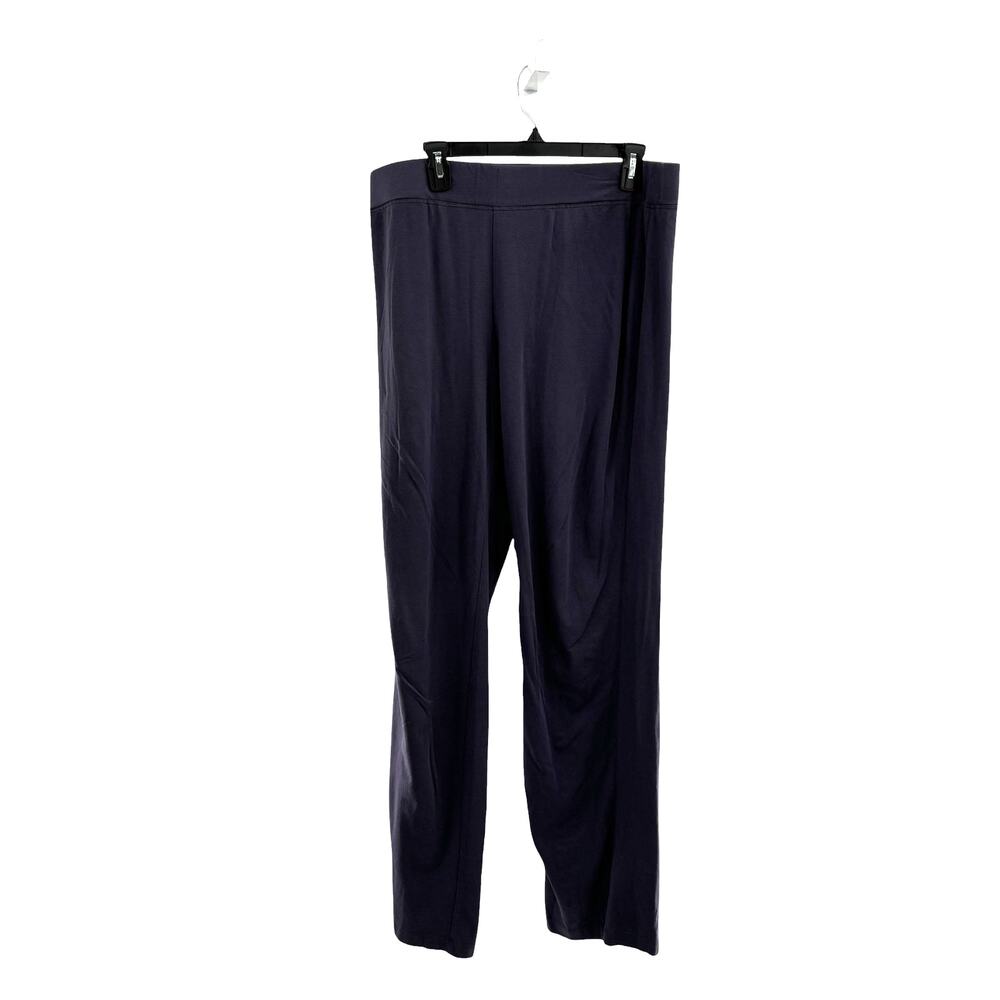 Eileen Fisher Blue Organic Cotton Stretchy Wide Leg Lounge Pants